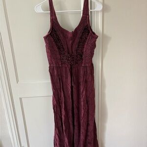 Burgundy Lace Midi Dress